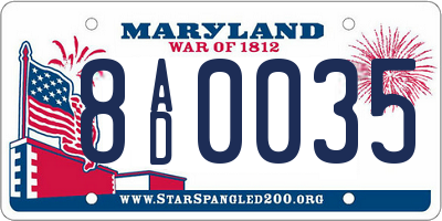 MD license plate 8AD0035