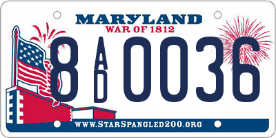 MD license plate 8AD0036