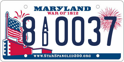 MD license plate 8AD0037