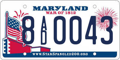 MD license plate 8AD0043