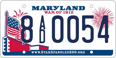 MD license plate 8AD0054