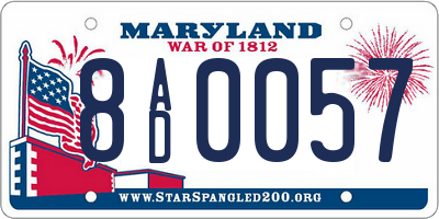 MD license plate 8AD0057
