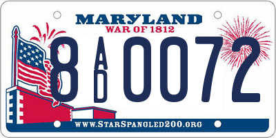 MD license plate 8AD0072