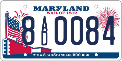 MD license plate 8AD0084