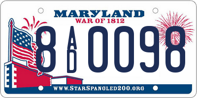 MD license plate 8AD0098