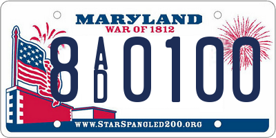 MD license plate 8AD0100