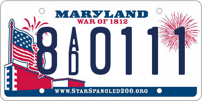 MD license plate 8AD0111