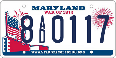 MD license plate 8AD0117