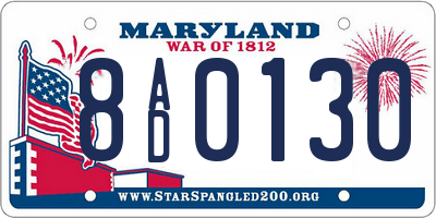 MD license plate 8AD0130