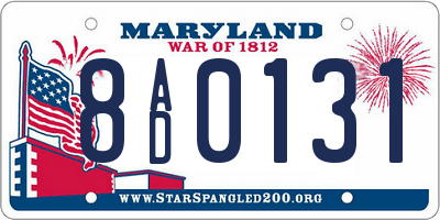 MD license plate 8AD0131