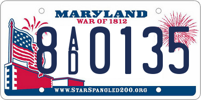 MD license plate 8AD0135