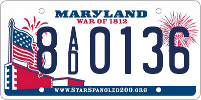 MD license plate 8AD0136