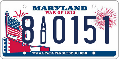 MD license plate 8AD0151