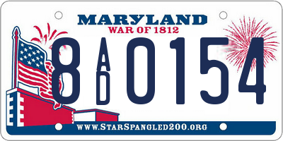 MD license plate 8AD0154