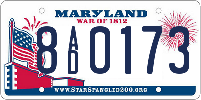 MD license plate 8AD0173