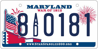MD license plate 8AD0181