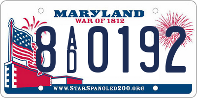 MD license plate 8AD0192