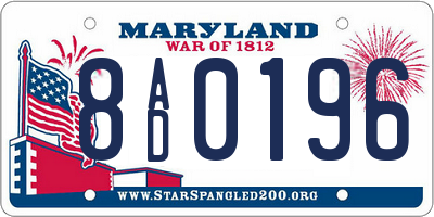 MD license plate 8AD0196
