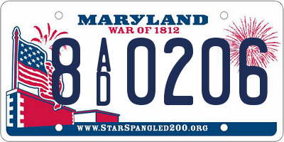 MD license plate 8AD0206