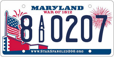 MD license plate 8AD0207