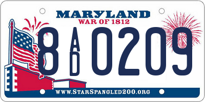 MD license plate 8AD0209