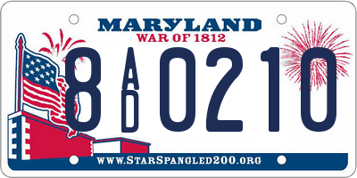MD license plate 8AD0210