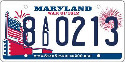 MD license plate 8AD0213