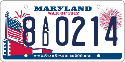 MD license plate 8AD0214