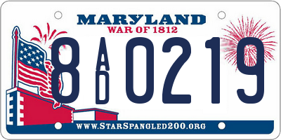 MD license plate 8AD0219