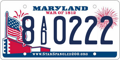 MD license plate 8AD0222