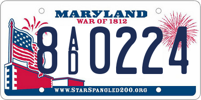 MD license plate 8AD0224