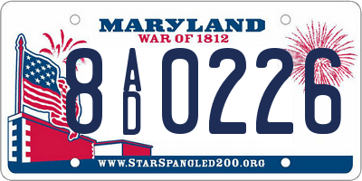 MD license plate 8AD0226