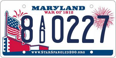 MD license plate 8AD0227