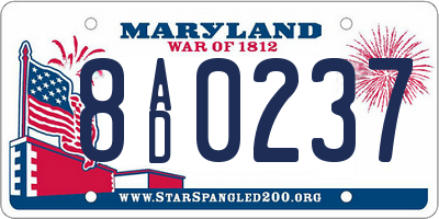 MD license plate 8AD0237