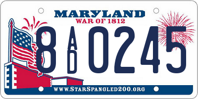 MD license plate 8AD0245