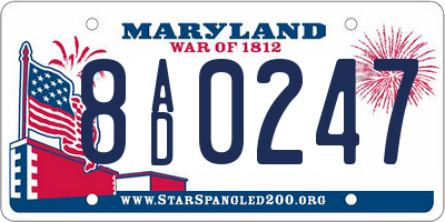 MD license plate 8AD0247