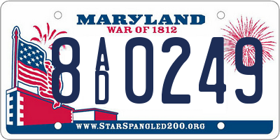 MD license plate 8AD0249