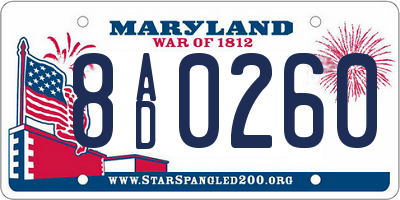 MD license plate 8AD0260