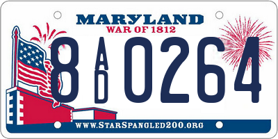 MD license plate 8AD0264