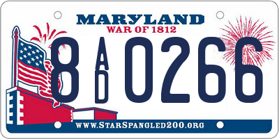 MD license plate 8AD0266