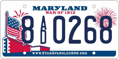 MD license plate 8AD0268