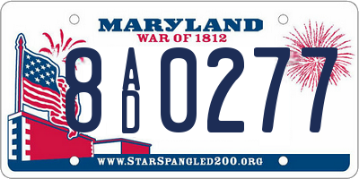 MD license plate 8AD0277