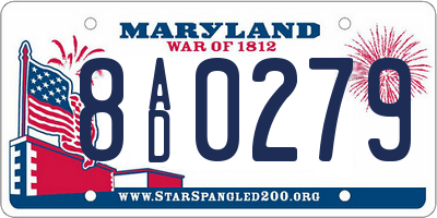 MD license plate 8AD0279