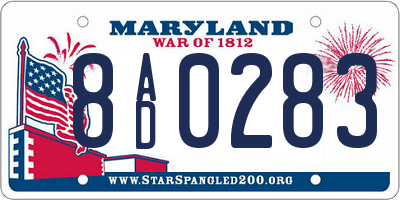 MD license plate 8AD0283