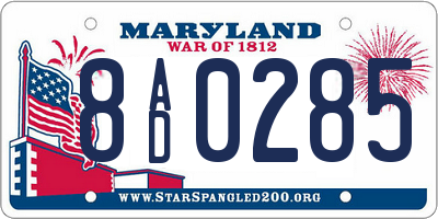 MD license plate 8AD0285