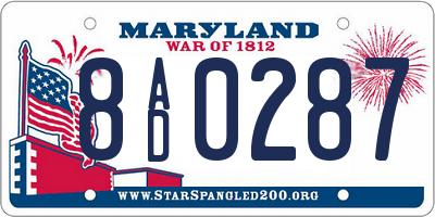 MD license plate 8AD0287
