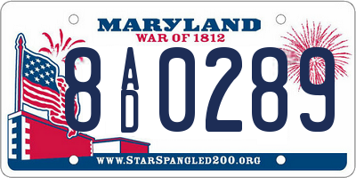 MD license plate 8AD0289