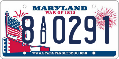 MD license plate 8AD0291