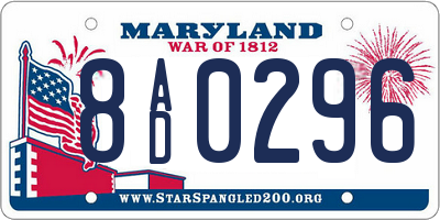 MD license plate 8AD0296