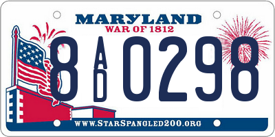 MD license plate 8AD0298
